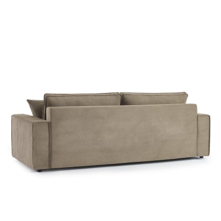 Canapé droit convertible 3 places ZOLA velours côtelé taupe