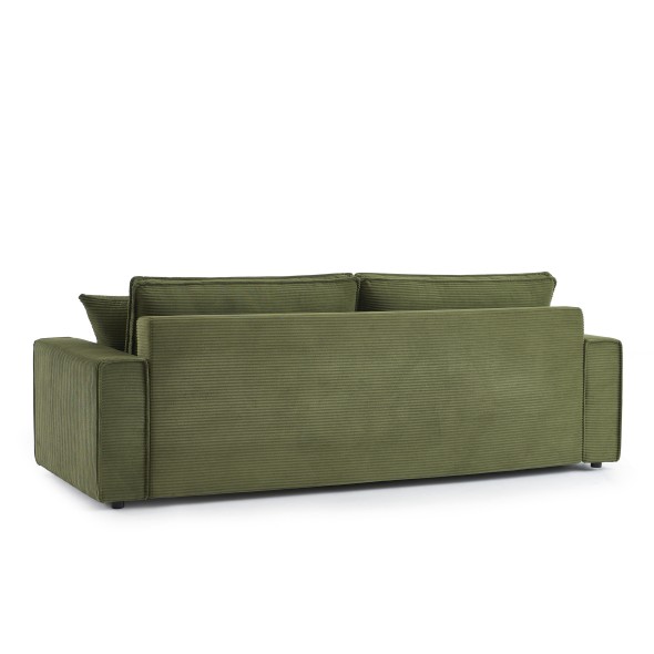 Canapé droit convertible 3 places ZOLA velours côtelé vert