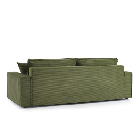 Canapé droit convertible 3 places ZOLA velours côtelé vert