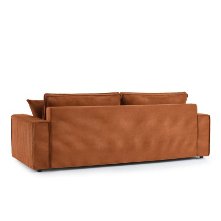 Canapé droit convertible 3 places ZOLA velours côtelé terracotta