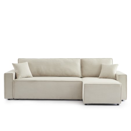 Canapé d'angle convertible et réversible 4 places ZOLA velours beige