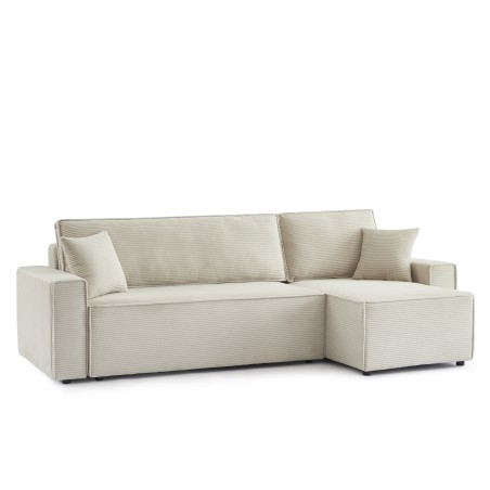 Canapé d'angle convertible et réversible 4 places ZOLA velours beige
