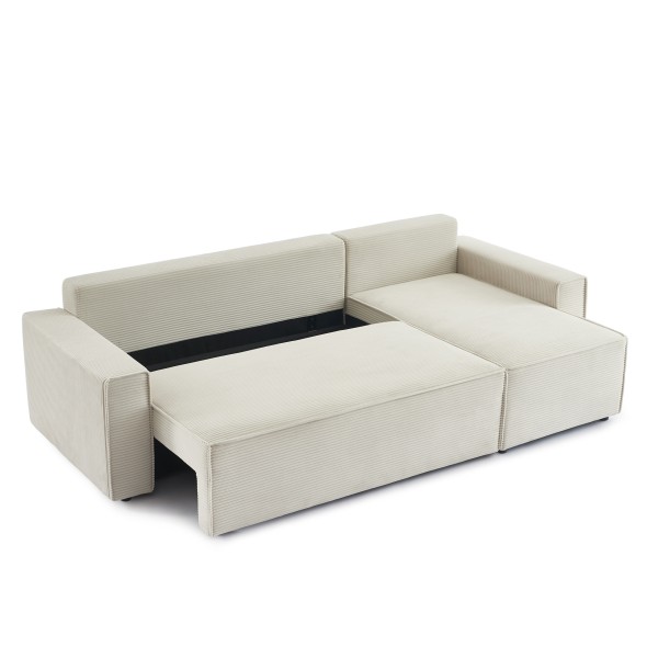 Canapé d'angle convertible et réversible 4 places ZOLA velours beige
