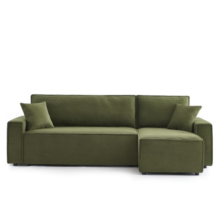 Canapé d'angle convertible et réversible 4 places ZOLA velours vert