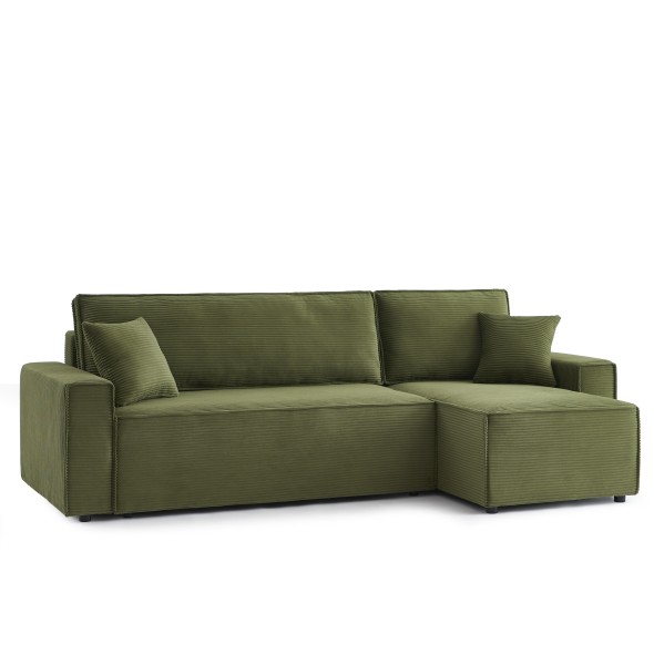Canapé d'angle convertible et réversible 4 places ZOLA velours vert
