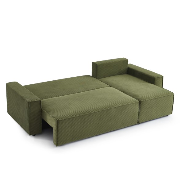 Canapé d'angle convertible et réversible 4 places ZOLA velours vert