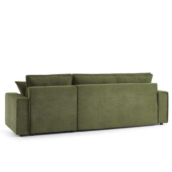Canapé d'angle convertible et réversible 4 places ZOLA velours vert