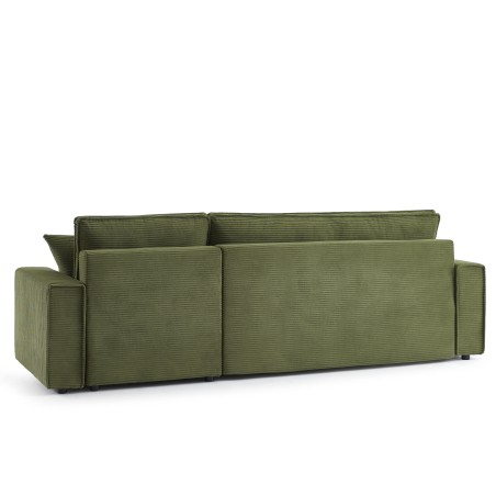 Canapé d'angle convertible et réversible 4 places ZOLA velours vert