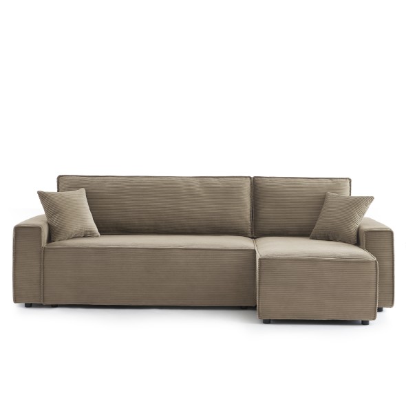 Canapé d'angle convertible et réversible 4 places ZOLA velours taupe