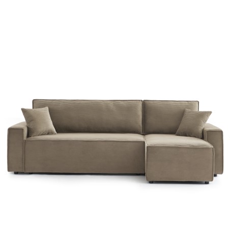 Canapé d'angle convertible et réversible 4 places ZOLA velours taupe