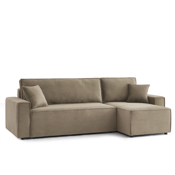 Canapé d'angle convertible et réversible 4 places ZOLA velours taupe
