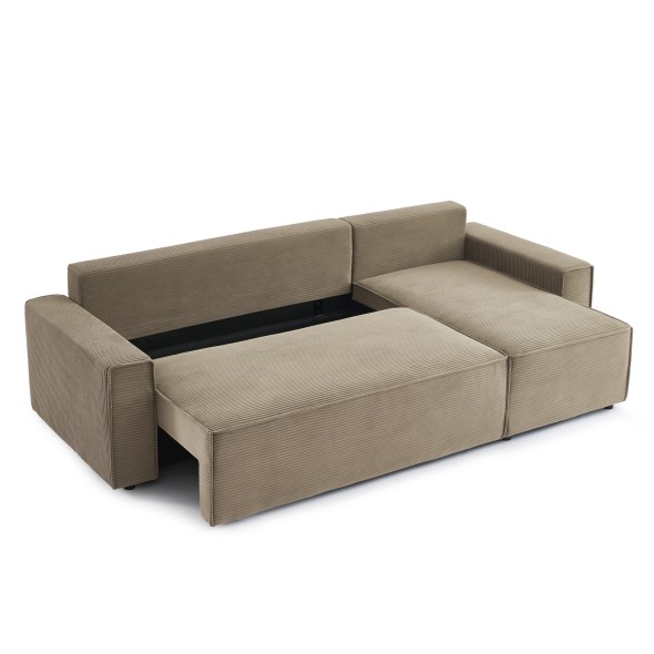 Canapé d'angle convertible et réversible 4 places ZOLA velours taupe