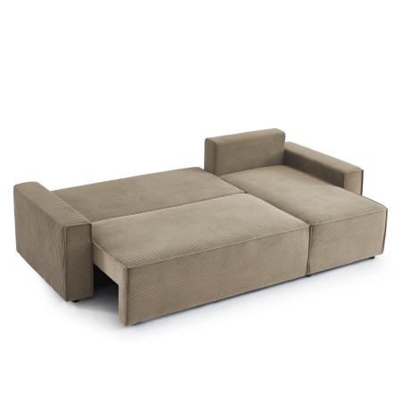Canapé d'angle convertible et réversible 4 places ZOLA velours taupe