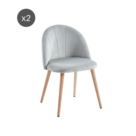 Lot de 2 chaises SHELL velours gris clair design coquillage