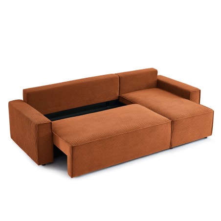 Canapé d'angle convertible et réversible 4 places ZOLA velours côtelé terracotta
