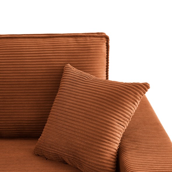 Canapé d'angle convertible et réversible 4 places ZOLA velours côtelé terracotta