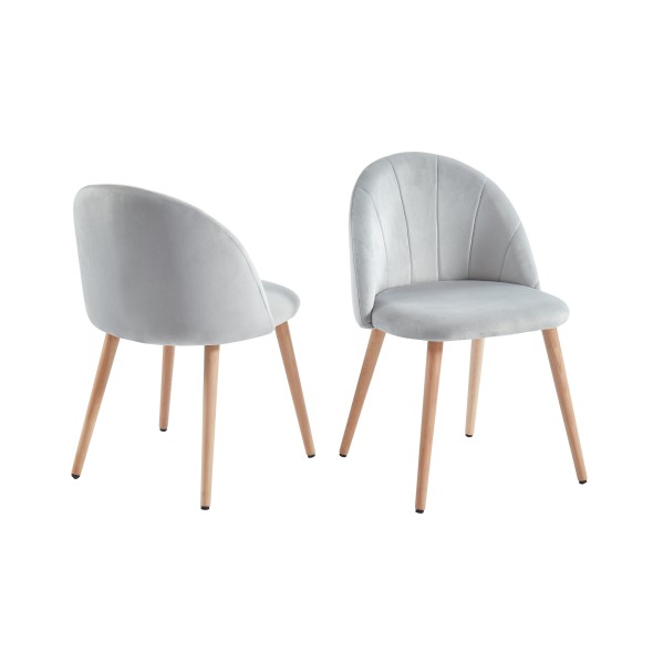 Lot de 2 chaises SHELL velours gris clair design coquillage