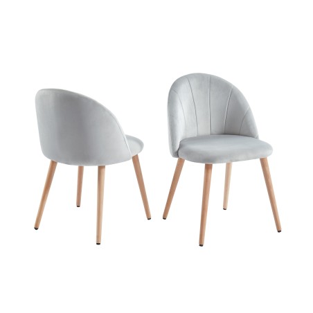 Lot de 2 chaises SHELL velours gris clair design coquillage