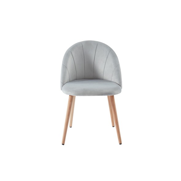 Lot de 2 chaises SHELL velours gris clair design coquillage