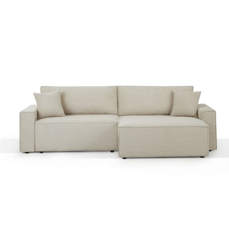 Canapé d'angle convertible et réversible ZOLA 4 places velours côtelé beige