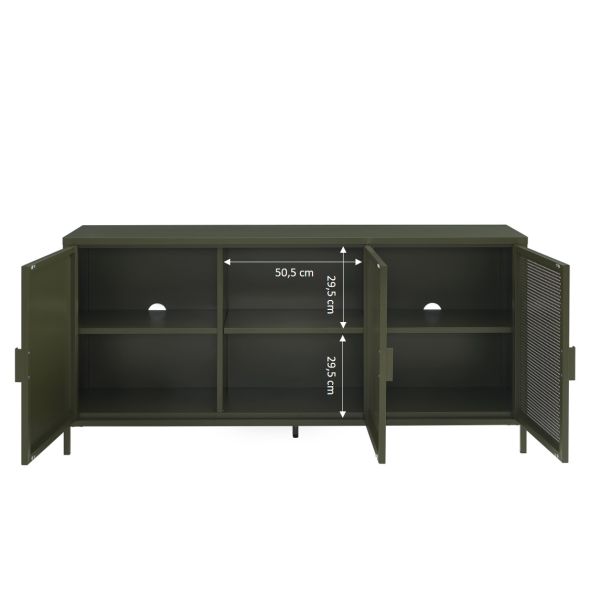 Buffet PANTONE 3 portes métal vert olive 160cm