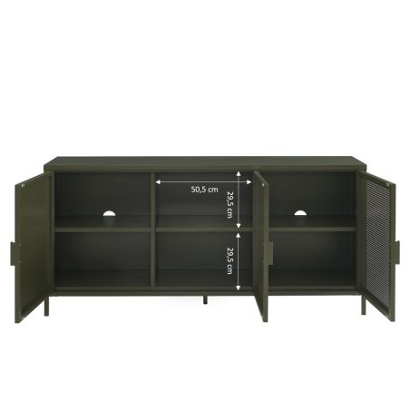 Buffet PANTONE 3 portes métal vert olive 160cm