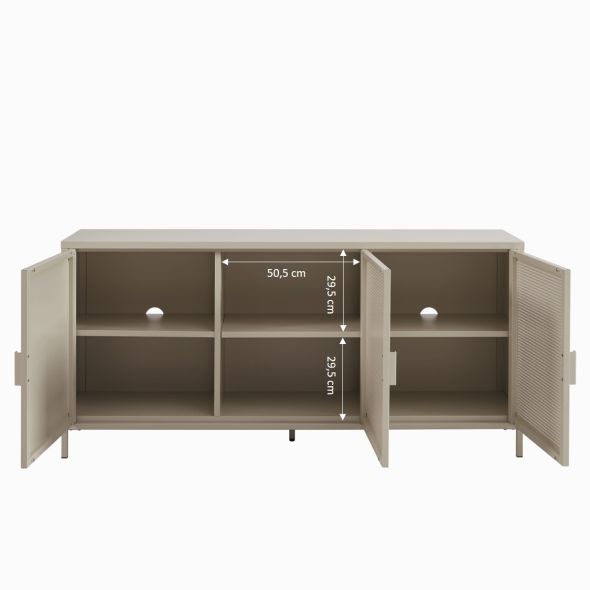Buffet PANTONE 3 portes métal taupe 160cm