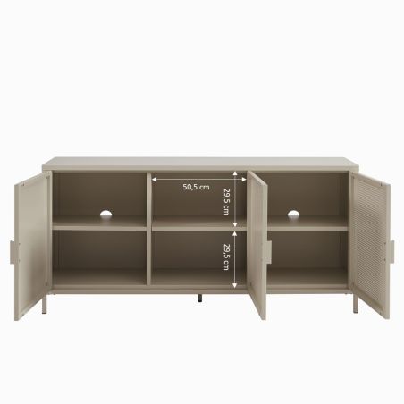 Buffet PANTONE 3 portes métal taupe 160cm