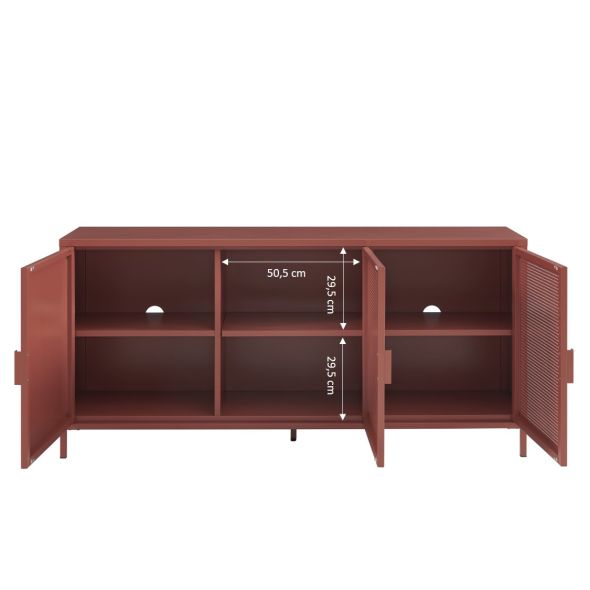 Buffet PANTONE 3 portes métal terracotta 160cm