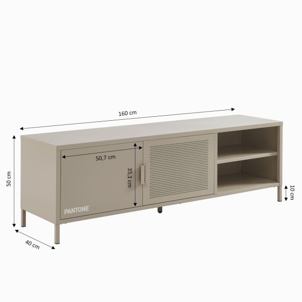Meuble TV PANTONE métal taupe 160cm