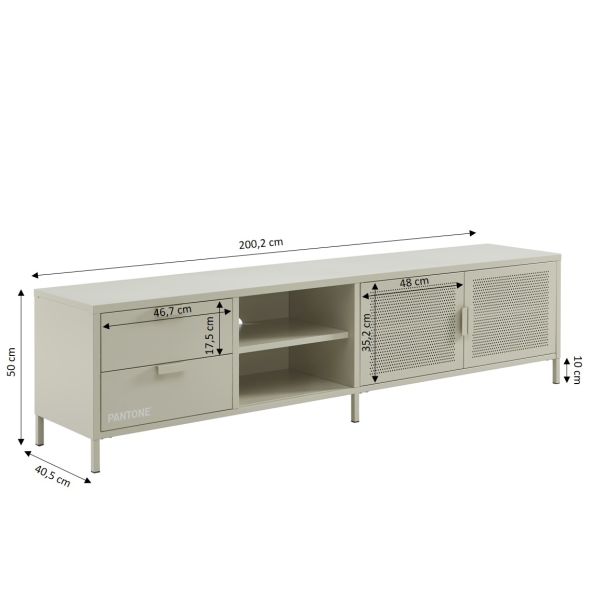 Meuble TV PANTONE métal beige sable 200cm