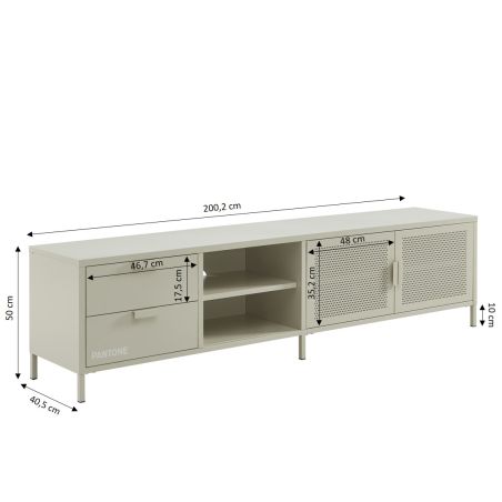 Meuble TV PANTONE métal beige sable 200cm