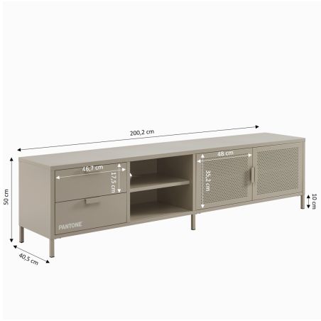 Meuble TV PANTONE métal taupe 200cm