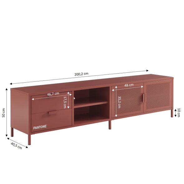 Meuble TV PANTONE métal terracotta 200cm