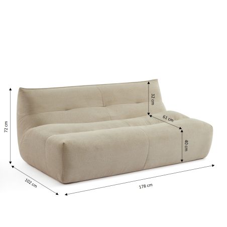 Banquette PANTONE 2 places tissu beige