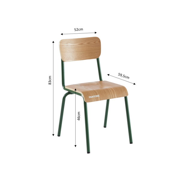 Lot de 2 chaises PANTONE vert olive et placage frêne pieds métal