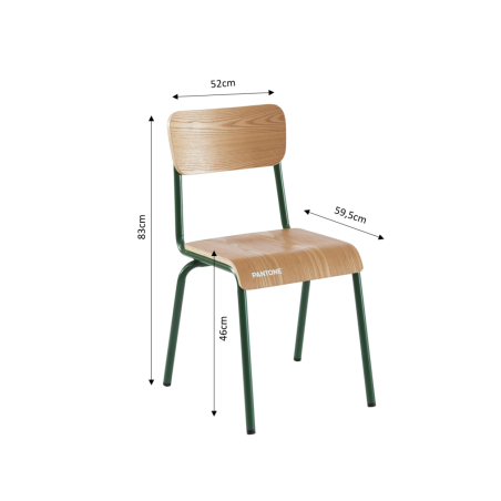 Lot de 2 chaises PANTONE vert olive et placage frêne pieds métal