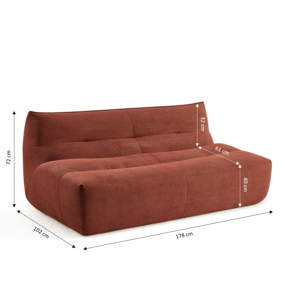 Banquette PANTONE 2 places tissu bordeaux