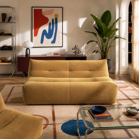 Banquette PANTONE 2 places tissu jaune moutarde