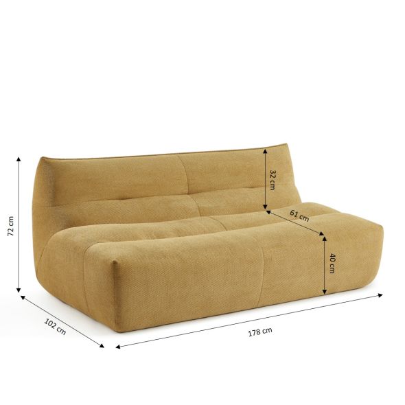 Banquette PANTONE 2 places tissu jaune moutarde