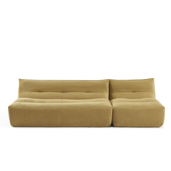 Banquette PANTONE 2 places tissu jaune moutarde