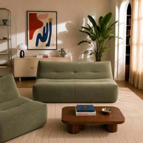Banquette PANTONE 2 places tissu vert olive