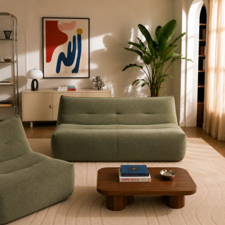 Banquette PANTONE 2 places tissu vert olive