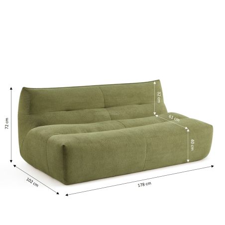Banquette PANTONE 2 places tissu vert olive