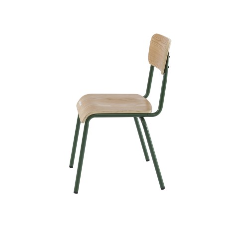 Lot de 2 chaises PANTONE vert olive et placage frêne pieds métal