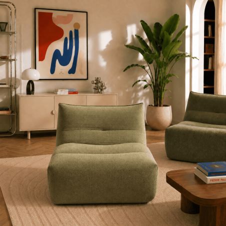 Chauffeuse PANTONE 1 place tissu vert olive