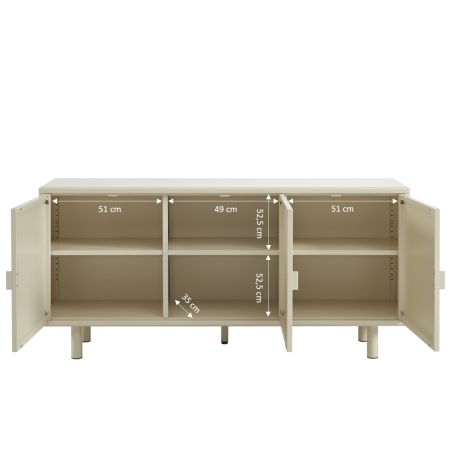 Buffet PANTONE métal beige tofu 3 portes 160cm