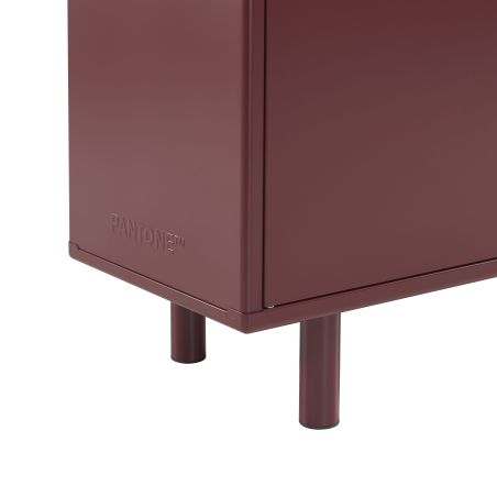 Buffet PANTONE métal bordeaux 3 portes 160cm