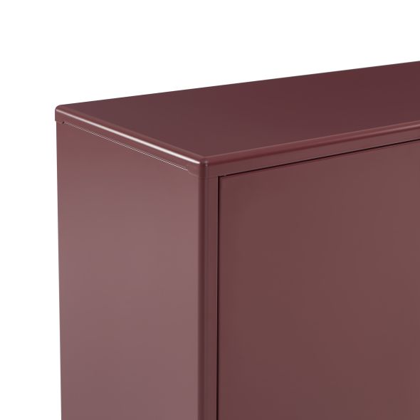 Buffet PANTONE métal bordeaux 3 portes 160cm