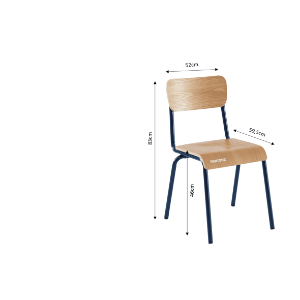 Lot de 2 chaises PANTONE bleu nuit et placage frêne pieds métal